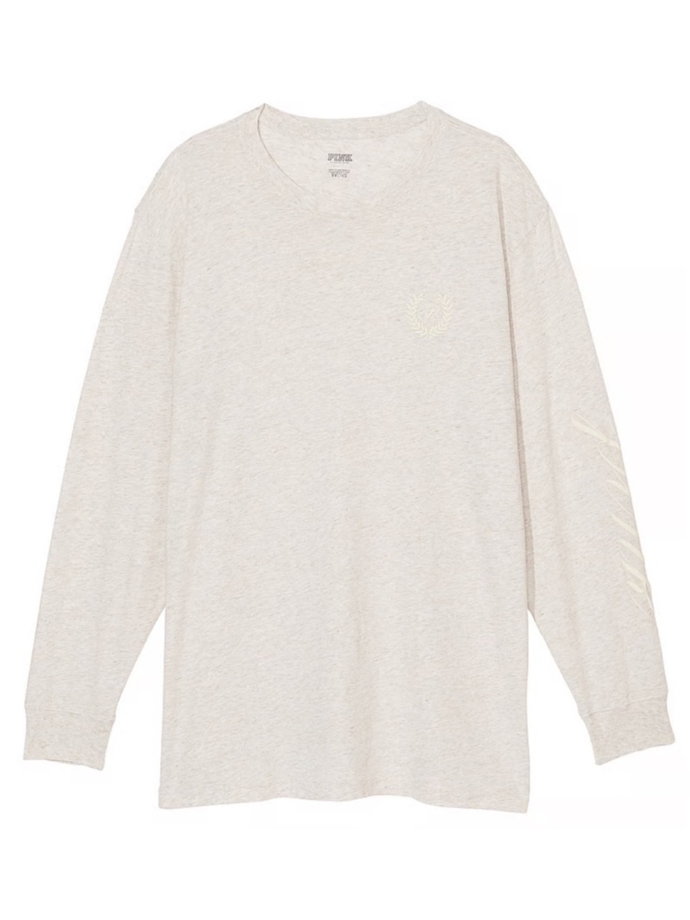 Victoria's Secret PINK Oversized Long-Sleeve Campus Tee Oatmeal Women’s XS NWT